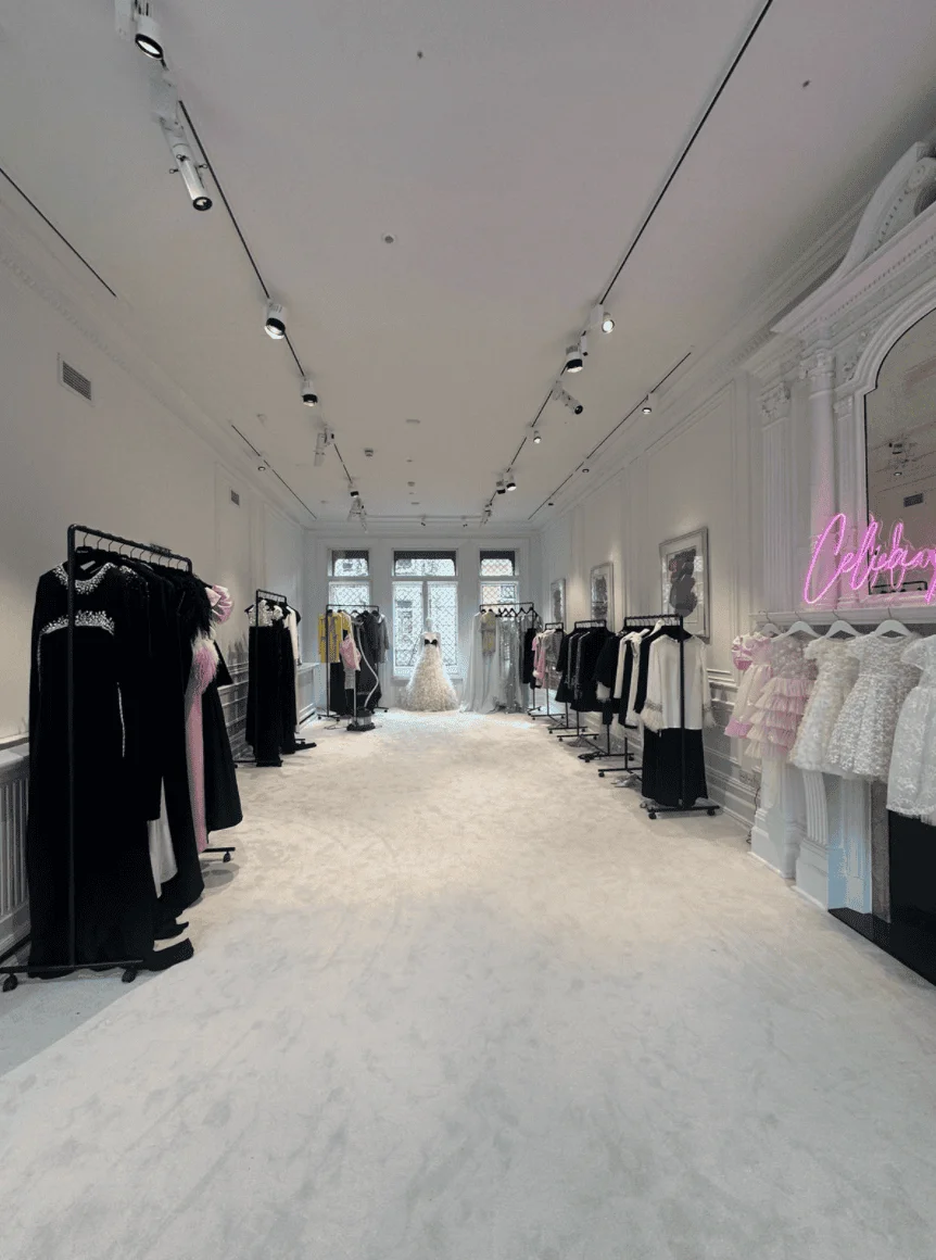 Celia Kritharioti showroom in Sloane street featuring the houte couture, bridal and kids collections