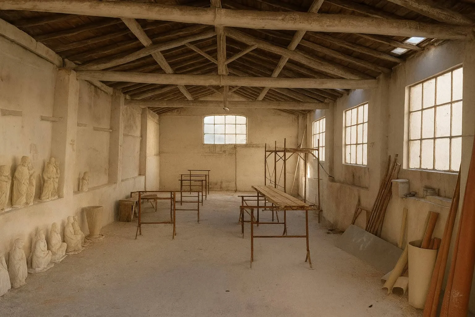 Marble workshop in Pietrasanta after strip out - ready for a residential conversion project!